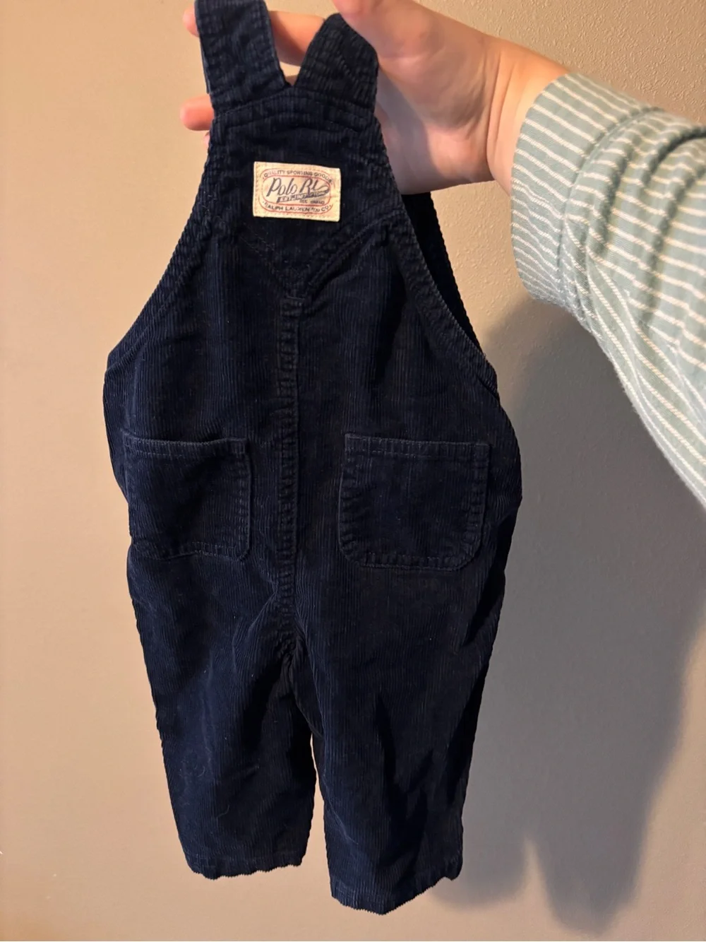 Vintage Ralph Lauren Baby Corduroy Overalls Navy Blue 6M Classic Cottagecore Pre